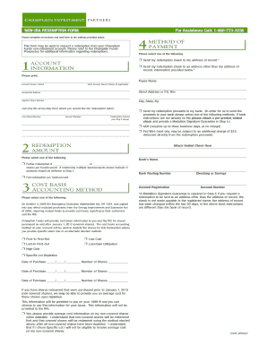 Champlain Funds Non-IRA Redemption Form