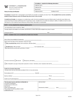 Fitness for Duty Certification
