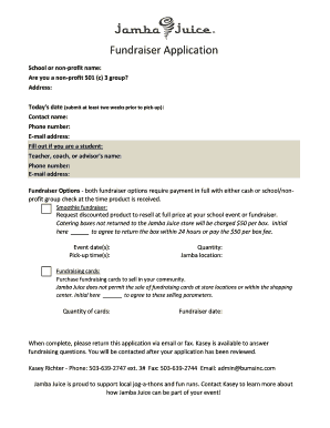 Jamba Juice Fundraiser Application