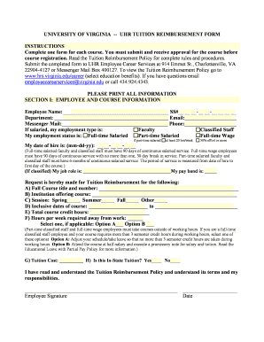 University of Virginia Tuition Reimbursement Form