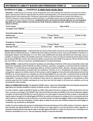 NFCYM Youth Liability Waiver and Permission Form