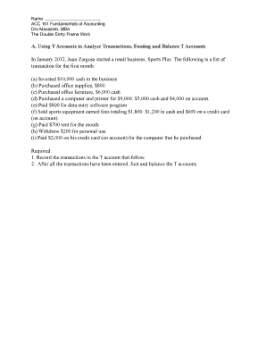 Accounting T Account Template