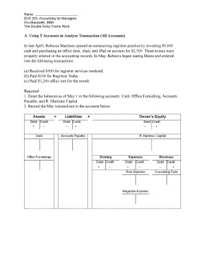 Accounting for Managers - T Accounts Practice