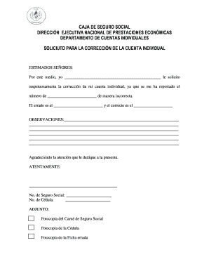 SOLICIUTD PARA LA CORRECCIÓN DE LA CUENTA INDIVIDUAL