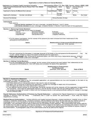 Conseco Health Insurance Family Member Change Application