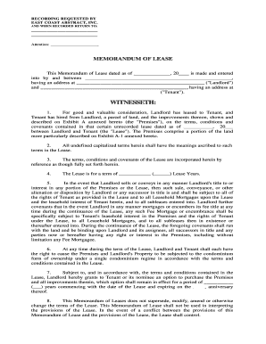 Memorandum of Lease