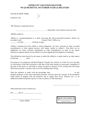 Affidavit of No Judgments