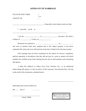 X AFFIDAVIT OF MARRIAGE - East Coast Abstract Group
