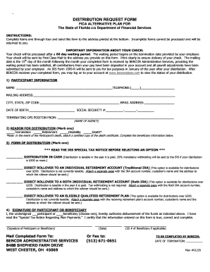 Florida FICA Alternative Plan Distribution Request Form