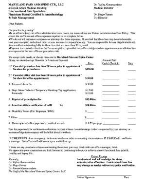 Maryland Pain and Spine Center Administrative Fees Policy