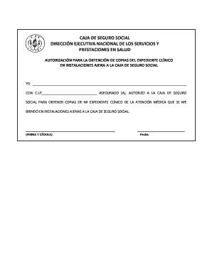 AUTORIZACIÓN PARA LA OBTENCIÓN DE COPIAS DEL EXPEDIENTE CLÍNICO