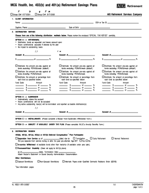 MCG Health Retirement Savings Plan Distribution Request Form