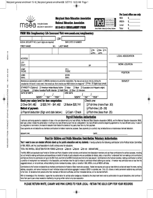 Maryland General Enrollment Form