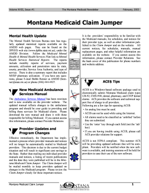 Montana Medicaid Health Insurance Claim Form
