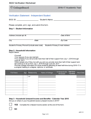 B020 Verification Worksheet