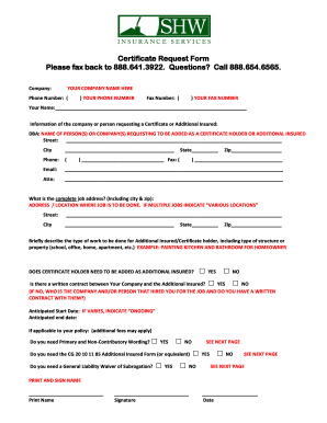 Certificate Request Form