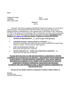 Ghilotti Construction Service Agreement