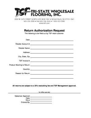 Return Authorization Request