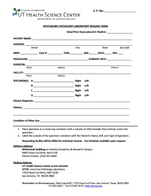 Ophthalmic Pathology Laboratory Request Form