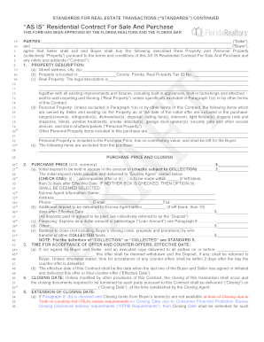 Florida AS IS Residential Contract For Sale And Purchase