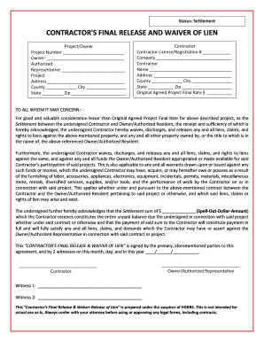 Contractor's Final Release and Waiver of Lien