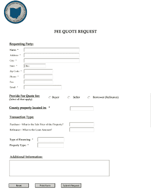 Fee Quote Request Form