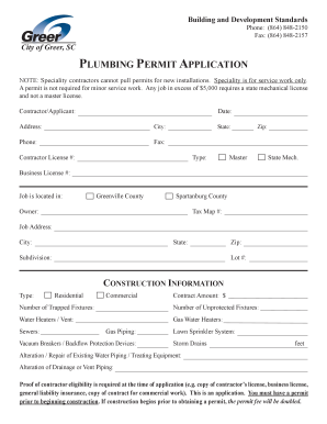 Plumbing Permit Application