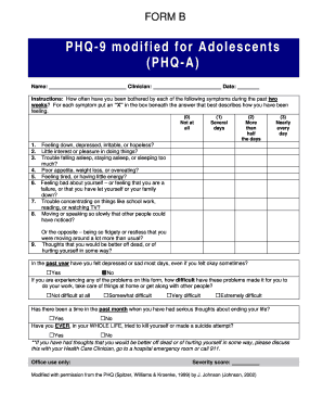 PHQ-9 Modified for Adolescents