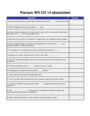 Absolutism History Quiz