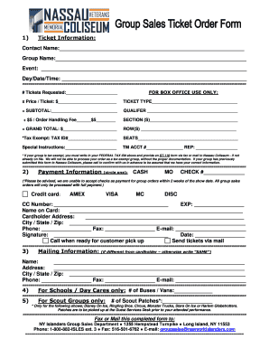 Nassau Coliseum Ticket Request Form