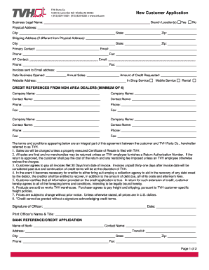 New Customer Application Form