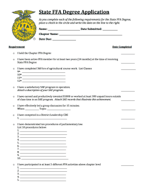 State FFA Degree Application