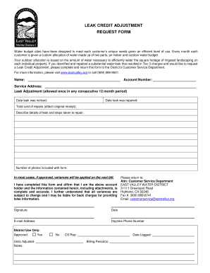 Leak Credit Adjustment Request Form