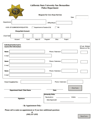 California Live Scan Service Request Form