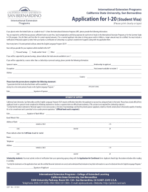 Fillable Online global csusb Application for I-20 Student Visa ...