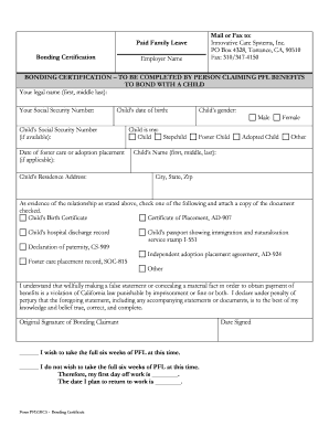 California Paid Family Leave Bonding Certification