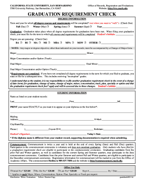 California State University Graduation Requirement Check