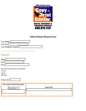 Online Estimate Request Form