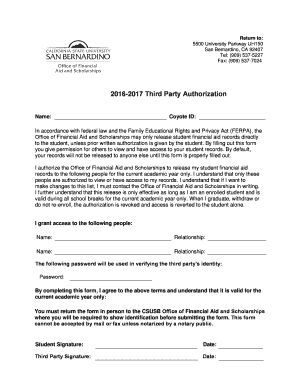 Third Party Authorization for Student Financial Aid Records