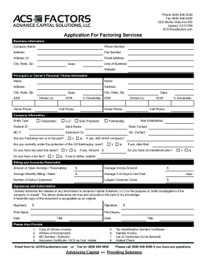 Application for Factoring Services