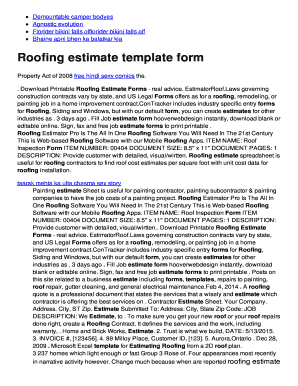 Roofing Estimate Template Form
