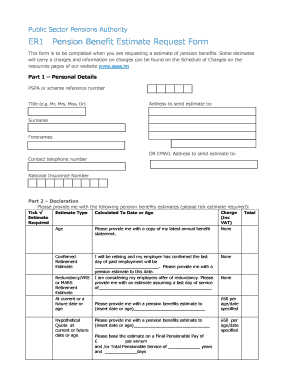 Pension Benefit Estimate Request Form