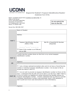 Request for Student’s Taxpayer Identification Number