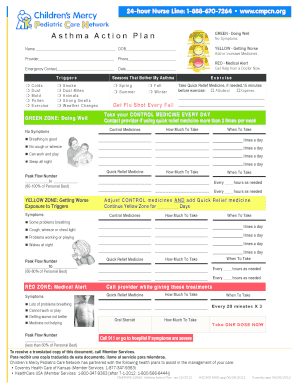 Asthma Action Plan Form