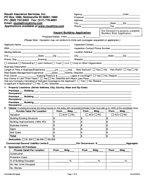 Vacant Building Insurance Application