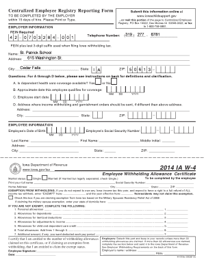 Iowa Centralized Employee Registry Reporting Form