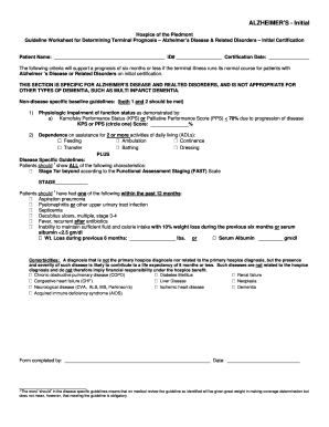 Hospice Alzheimer's Certification Form