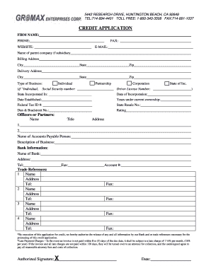 Credit Application Form