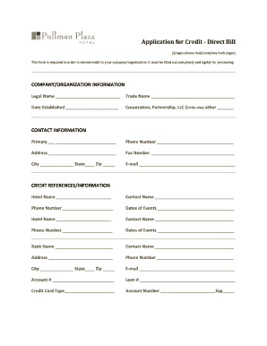 Hotel Credit Application Form