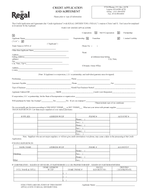 Credit Application and Agreement